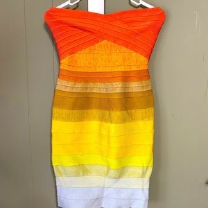 Strapless Ombre Bodycon Dress